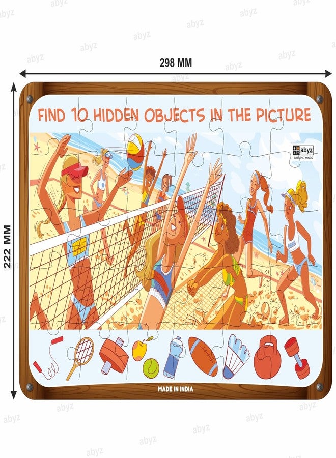 ABYZ Wooden Jigsaw Puzzle - Volleyball Beach for Fun Educational & Little Explorers, 30-Pieces & Pack of 2 Puzzle Game with Multicolor | Birthday Gift for (3-6 Year) Age Kids. - Image 3